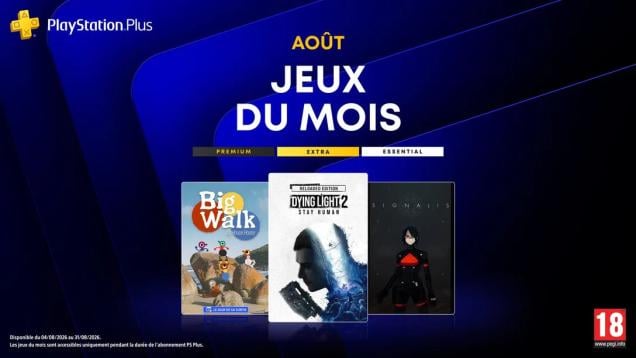 PlayStation Plus : les jeux du mois d'Août 2026